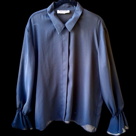 Wheaton & Katz Ltd LIMITED EDITION Long Sleeve Blouse Button Up SHEER Large New - Picture 3 of 12